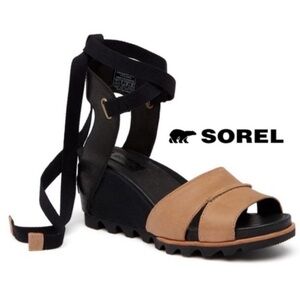 Sorel Joanie Wrap Wedge Leather Sandals